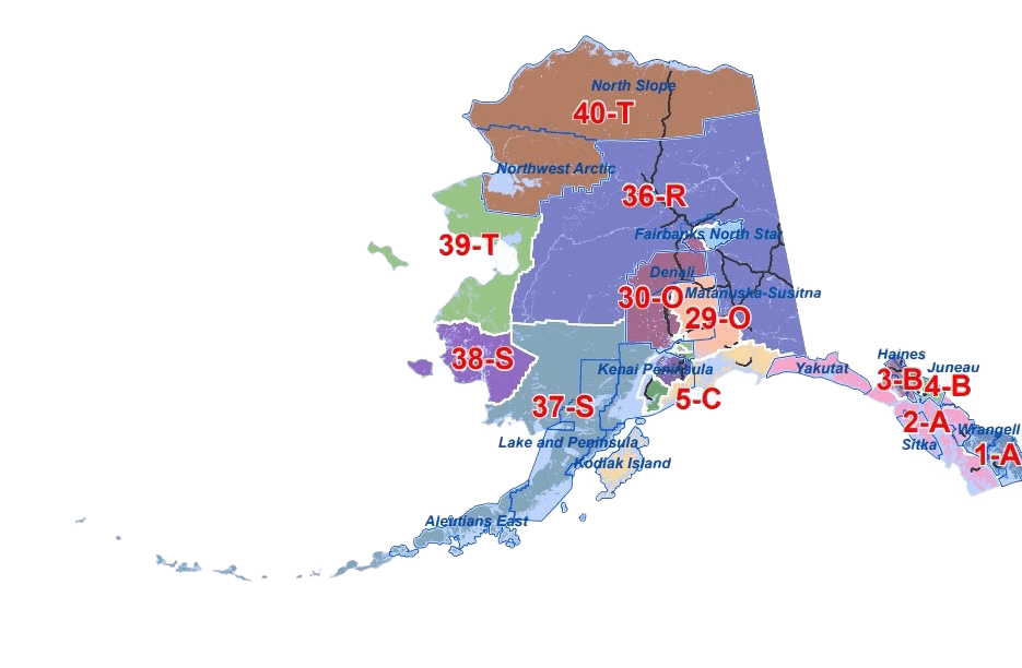 Alaska Outline Showing District Boundaries